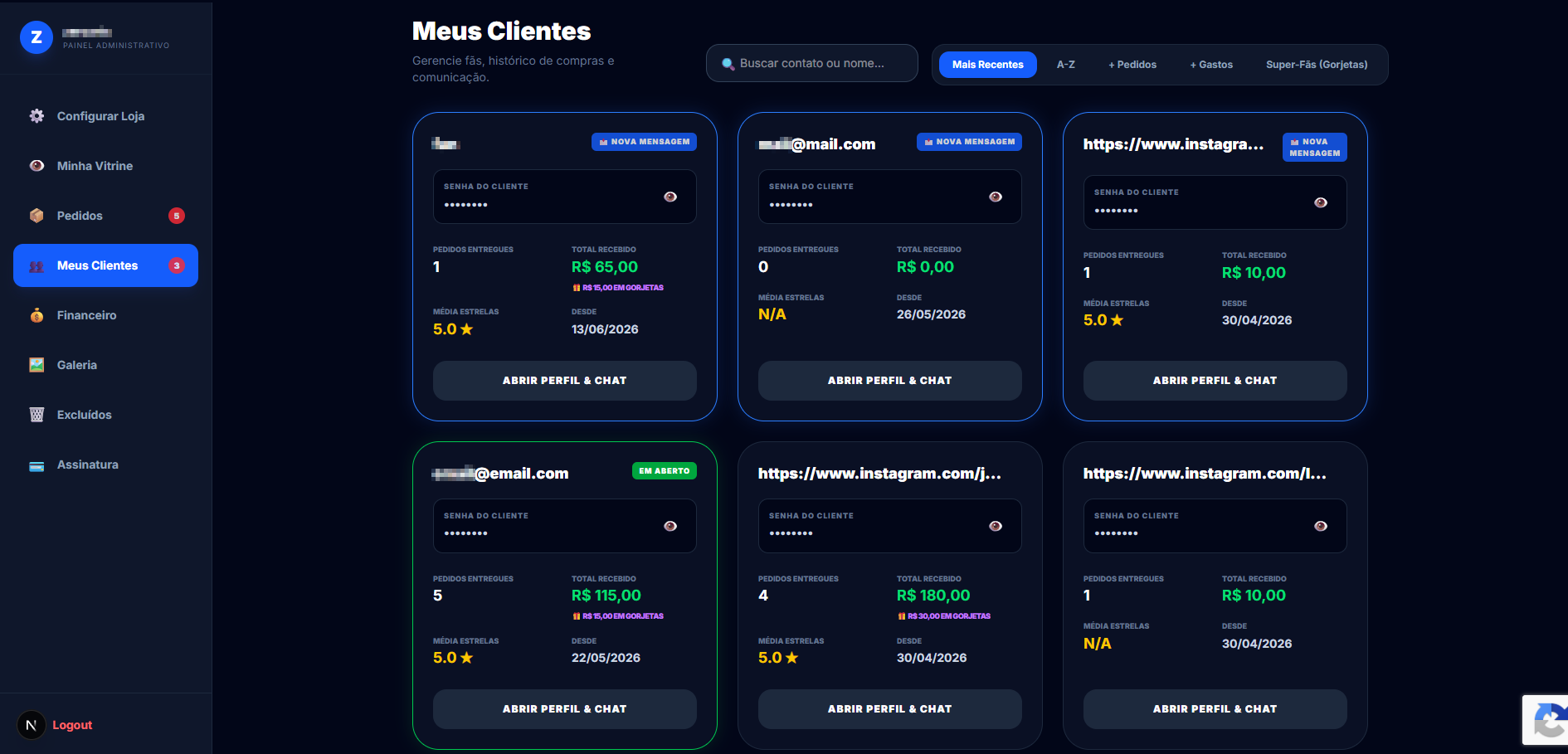 Interface FreelaComms